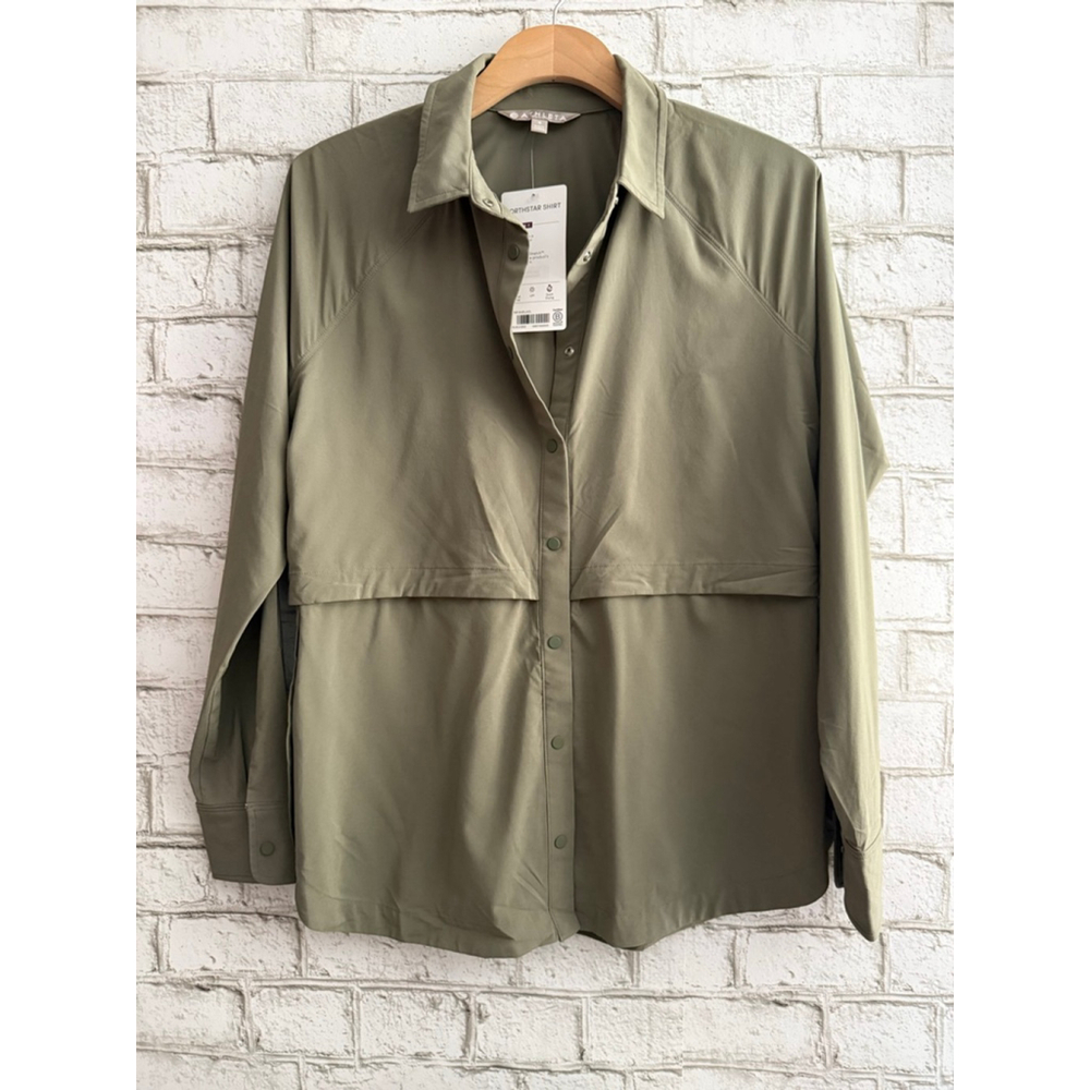 NWT Athleta Women’s North Star Shirt Olive Green Size Small - Picture 5 of 10
